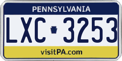 PA license plate LXC3253