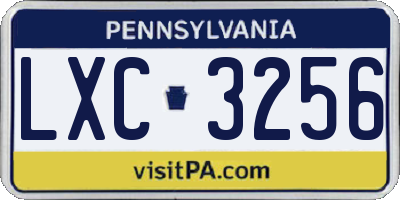 PA license plate LXC3256