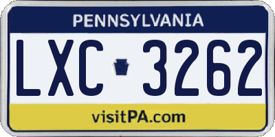 PA license plate LXC3262