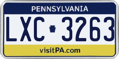 PA license plate LXC3263