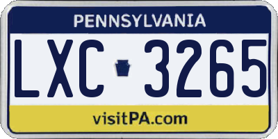 PA license plate LXC3265