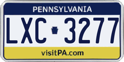 PA license plate LXC3277