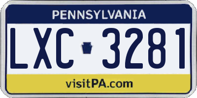 PA license plate LXC3281