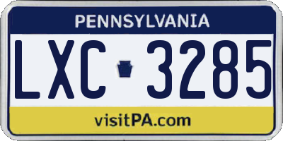 PA license plate LXC3285