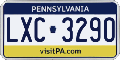 PA license plate LXC3290