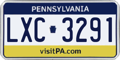 PA license plate LXC3291
