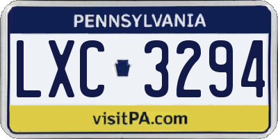 PA license plate LXC3294