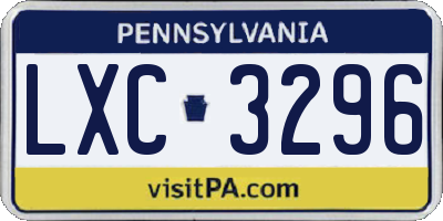 PA license plate LXC3296