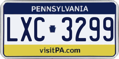 PA license plate LXC3299
