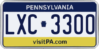 PA license plate LXC3300