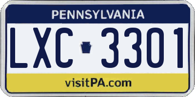 PA license plate LXC3301
