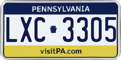 PA license plate LXC3305