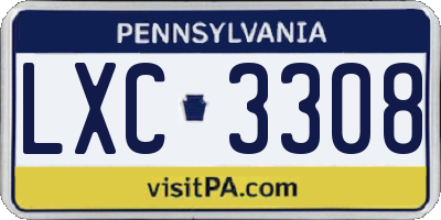PA license plate LXC3308