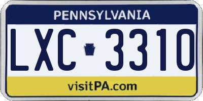PA license plate LXC3310