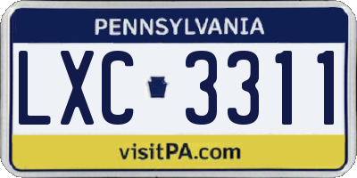 PA license plate LXC3311