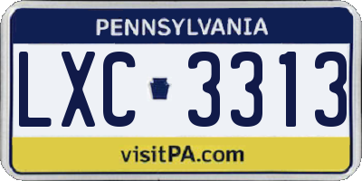 PA license plate LXC3313
