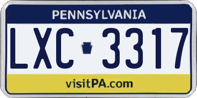 PA license plate LXC3317