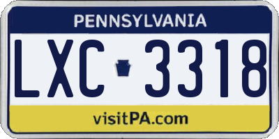 PA license plate LXC3318