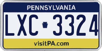 PA license plate LXC3324