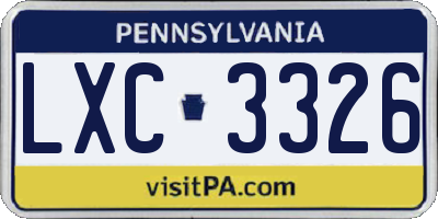 PA license plate LXC3326