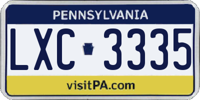 PA license plate LXC3335
