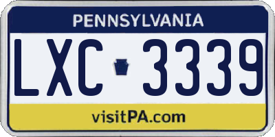 PA license plate LXC3339
