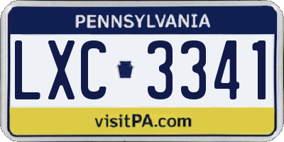 PA license plate LXC3341