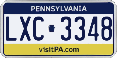 PA license plate LXC3348