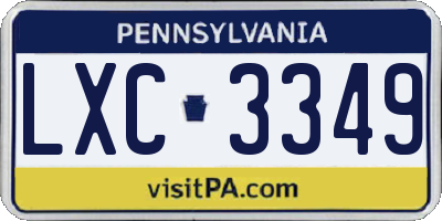 PA license plate LXC3349