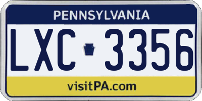 PA license plate LXC3356