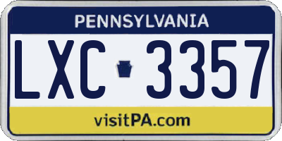 PA license plate LXC3357