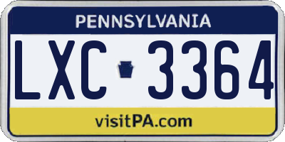 PA license plate LXC3364