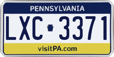 PA license plate LXC3371