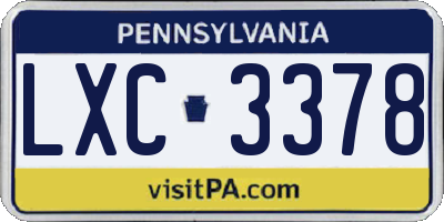 PA license plate LXC3378