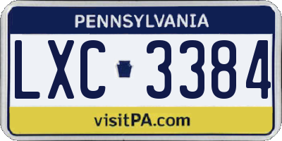 PA license plate LXC3384