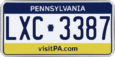 PA license plate LXC3387