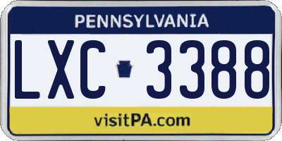 PA license plate LXC3388