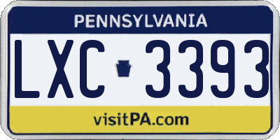 PA license plate LXC3393