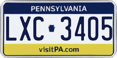 PA license plate LXC3405