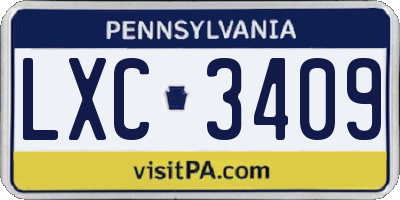 PA license plate LXC3409