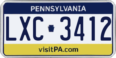 PA license plate LXC3412