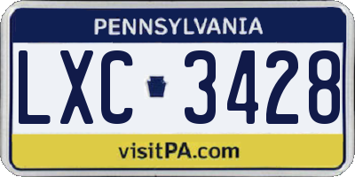 PA license plate LXC3428