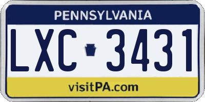 PA license plate LXC3431