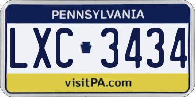 PA license plate LXC3434