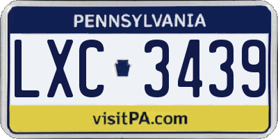 PA license plate LXC3439