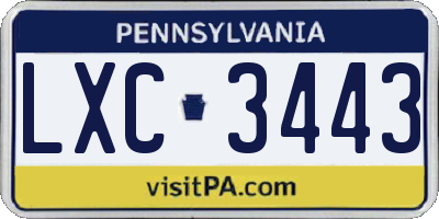 PA license plate LXC3443
