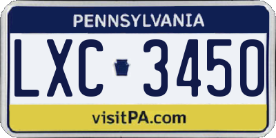 PA license plate LXC3450