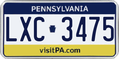 PA license plate LXC3475