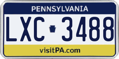 PA license plate LXC3488