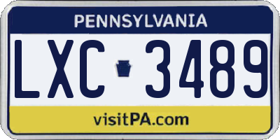 PA license plate LXC3489